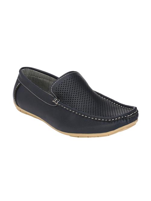 navy leatherette slip on loafers - 16707955 - Standard Image - 1