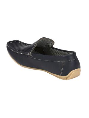 navy leatherette slip on loafers - 16707955 - Standard Image - 3