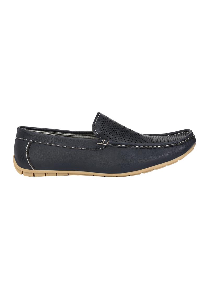 navy leatherette slip on loafers - 16707955 - Zoom Image - 2