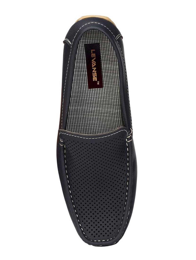 navy leatherette slip on loafers - 16707955 - Zoom Image - 4