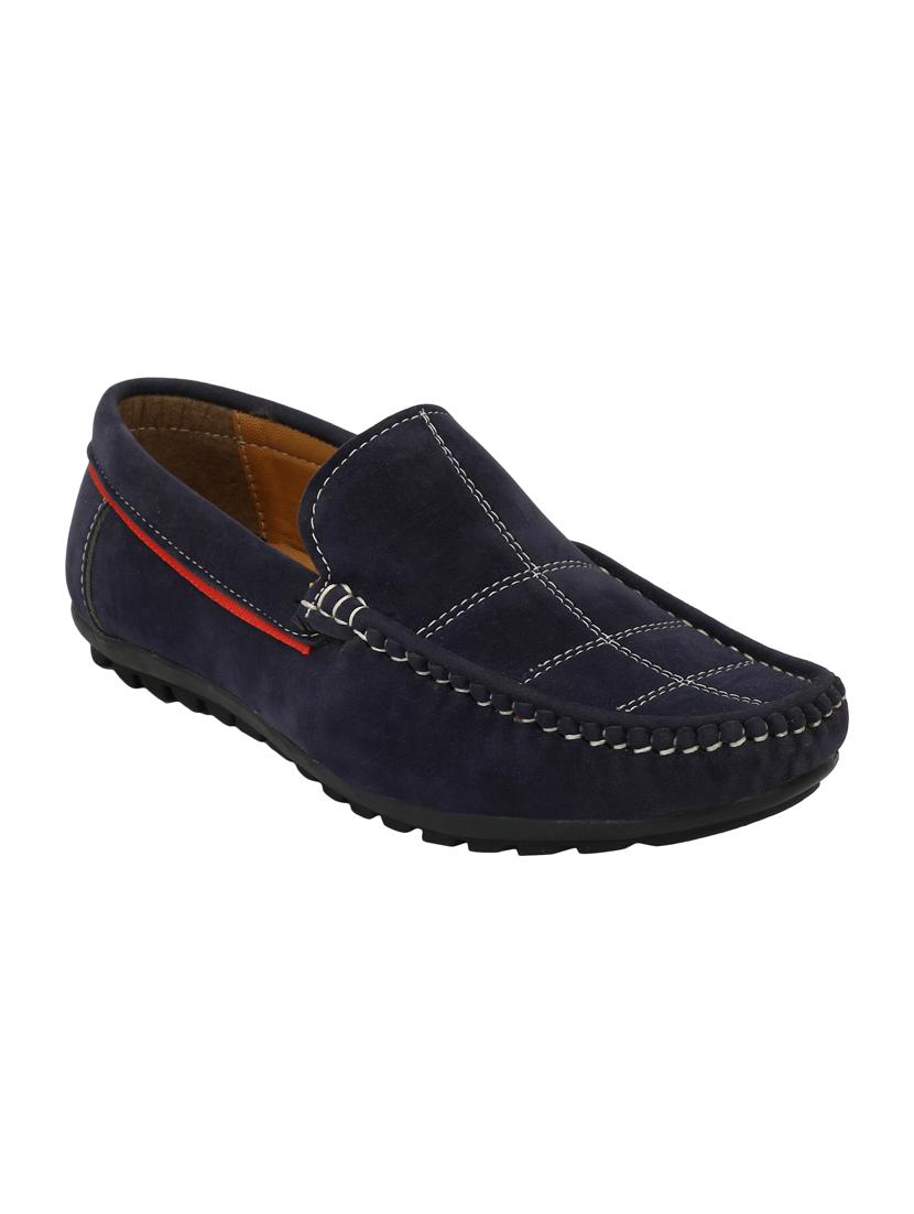 navy leatherette slip on loafers - 16707959 - Zoom Image - 1
