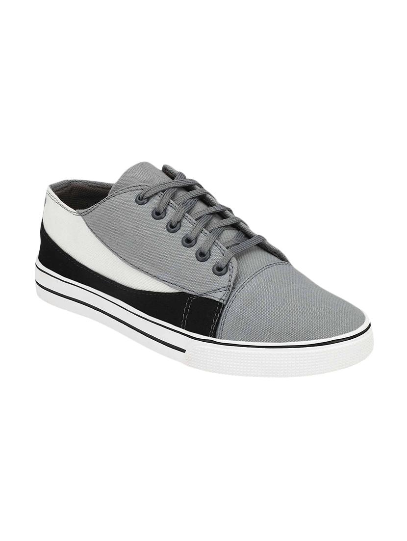 grey canvas lace up sneakers - 16707970 - Zoom Image - 1