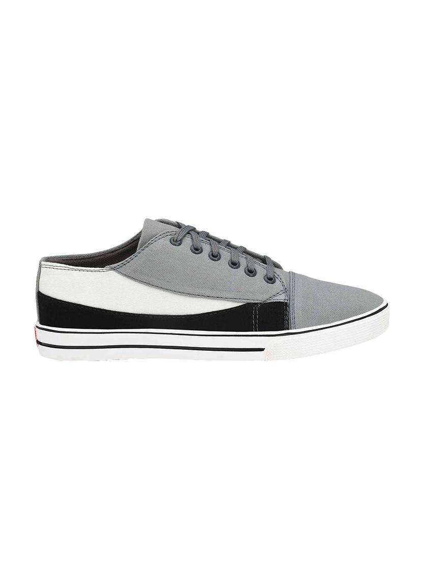 grey canvas lace up sneakers - 16707970 - Zoom Image - 2
