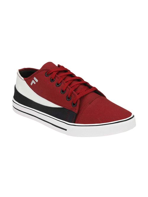 maroon canvas lace up sneakers - 16707971 - Standard Image - 1