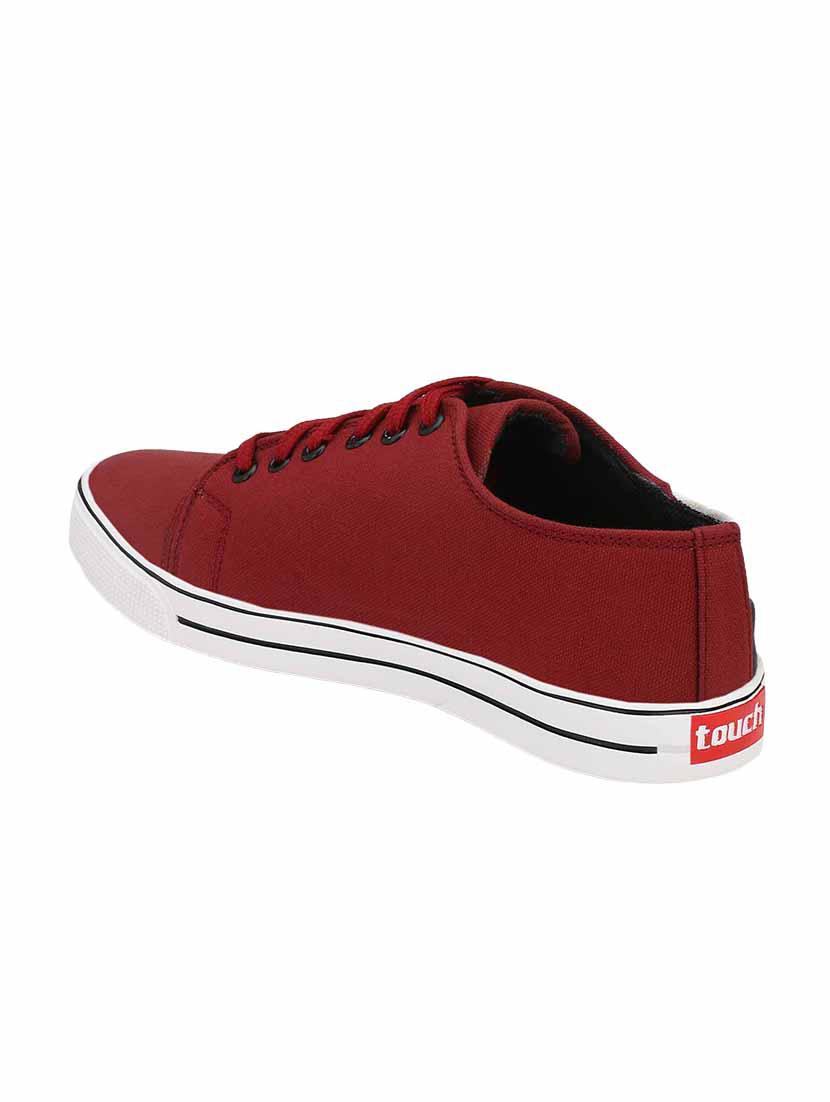 maroon canvas lace up sneakers - 16707971 - Zoom Image - 3