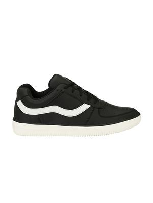 black leatherette lace up sneakers - 16707972 - Standard Image - 2