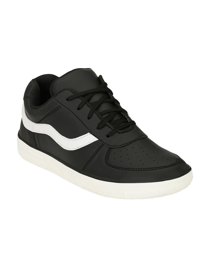 black leatherette lace up sneakers - 16707972 - Zoom Image - 1
