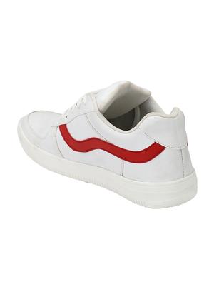 white leatherette lace up sneakers - 16707973 - Standard Image - 3