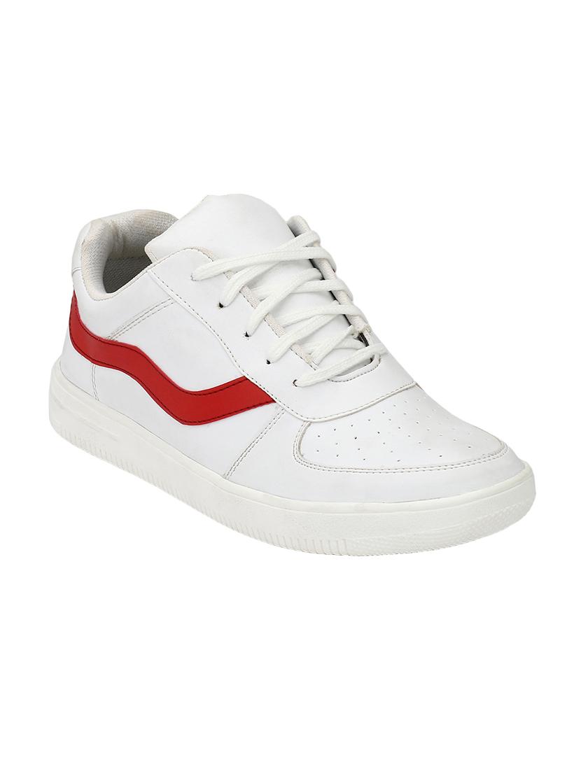 white leatherette lace up sneakers - 16707973 - Zoom Image - 1