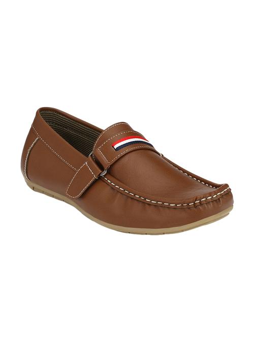 tan leatherette slip on loafers - 16707975 - Standard Image - 1