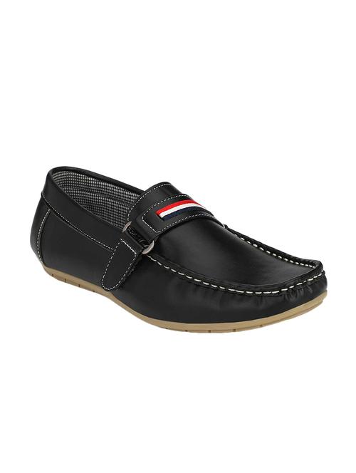 black leatherette slip on loafers - 16707976 -  Standard Image - 0