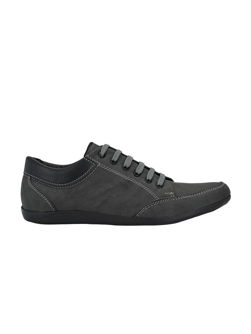 grey leatherette lace up sneakers - 16708009 - Zoom Image - 2