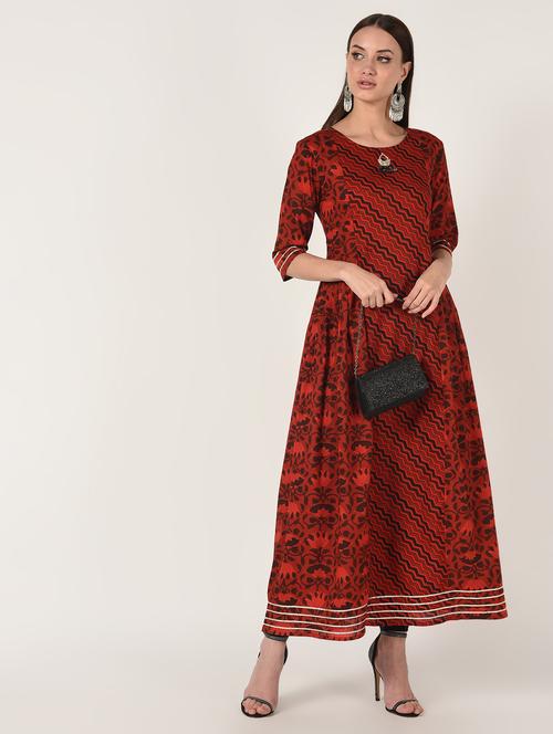 printed flared kurta - 16708018 - Standard Image - 1