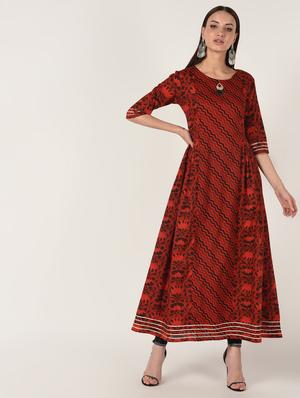 printed flared kurta - 16708018 - Standard Image - 2