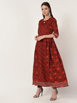 printed flared kurta - 16708018 - Standard Image - 3