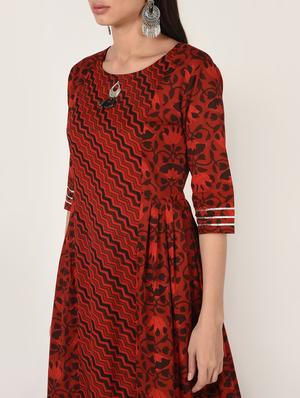 printed flared kurta - 16708018 - Standard Image - 5