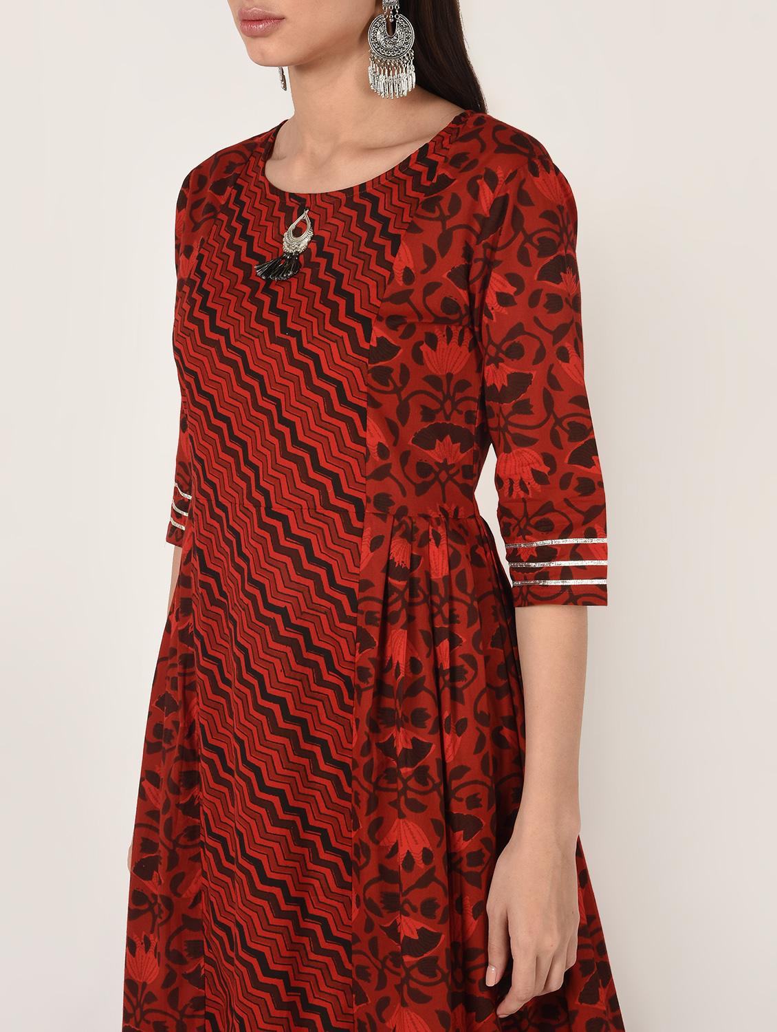 printed flared kurta - 16708018 - Zoom Image - 5