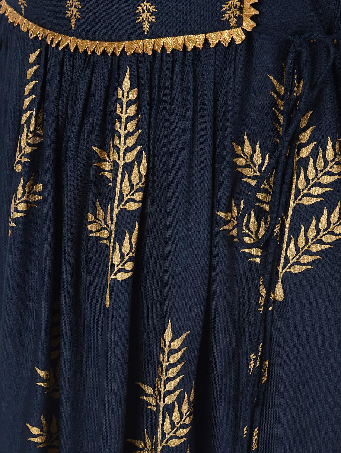 gold print flared kurta - 16708020 - Zoom Image - 6