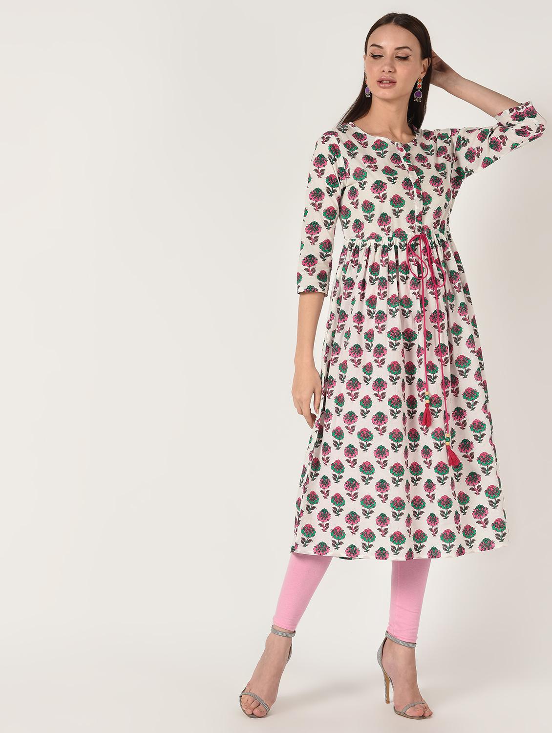 floral flared kurta - 16708021 - Zoom Image - 1