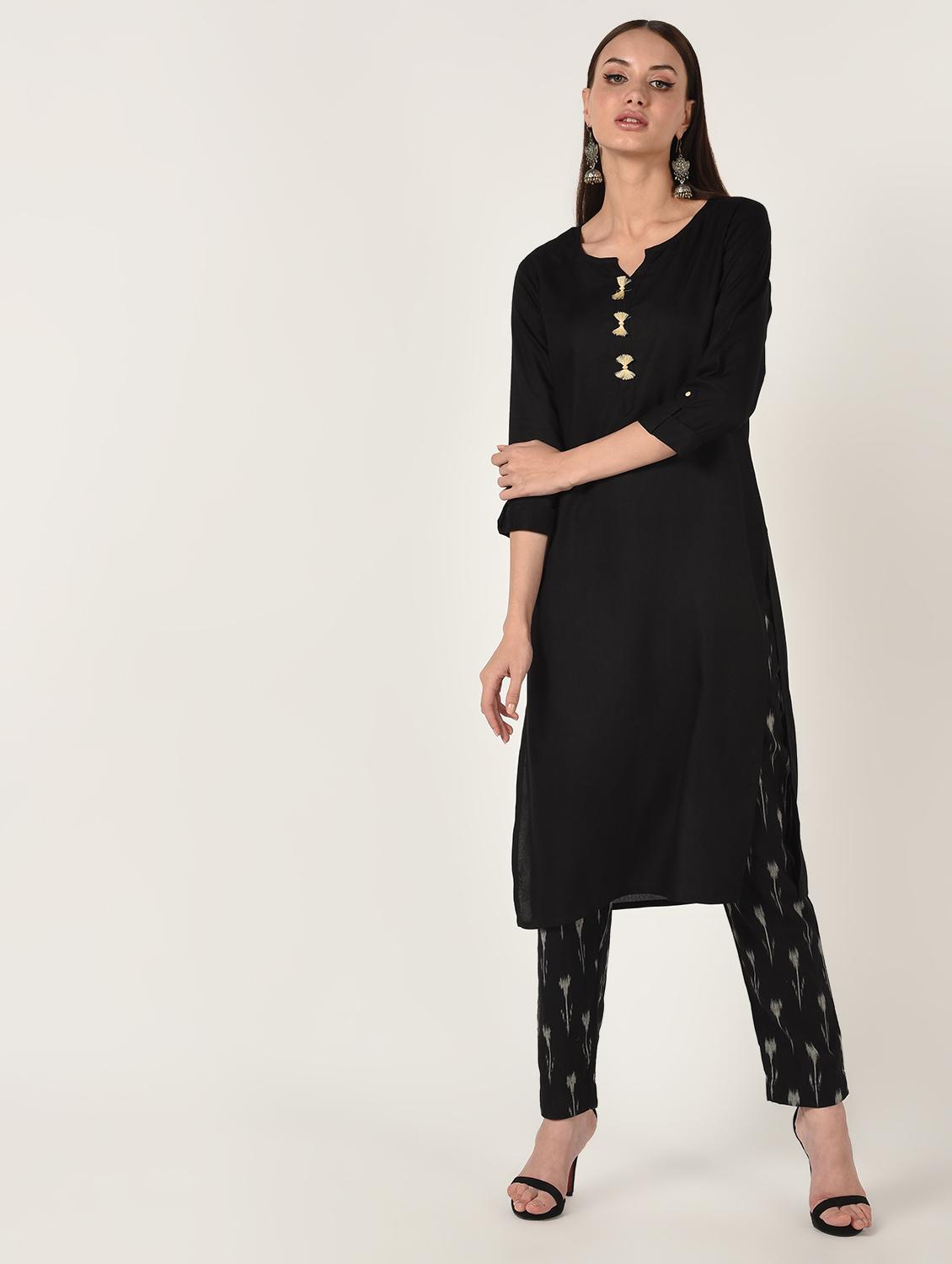solid straight kurta - 16708026 - Zoom Image - 1