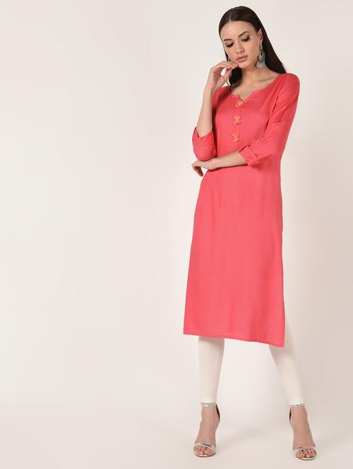 solid straight kurta - 16708029 - Standard Image - 1