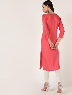 solid straight kurta - 16708029 - Standard Image - 3