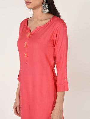 solid straight kurta - 16708029 - Standard Image - 4