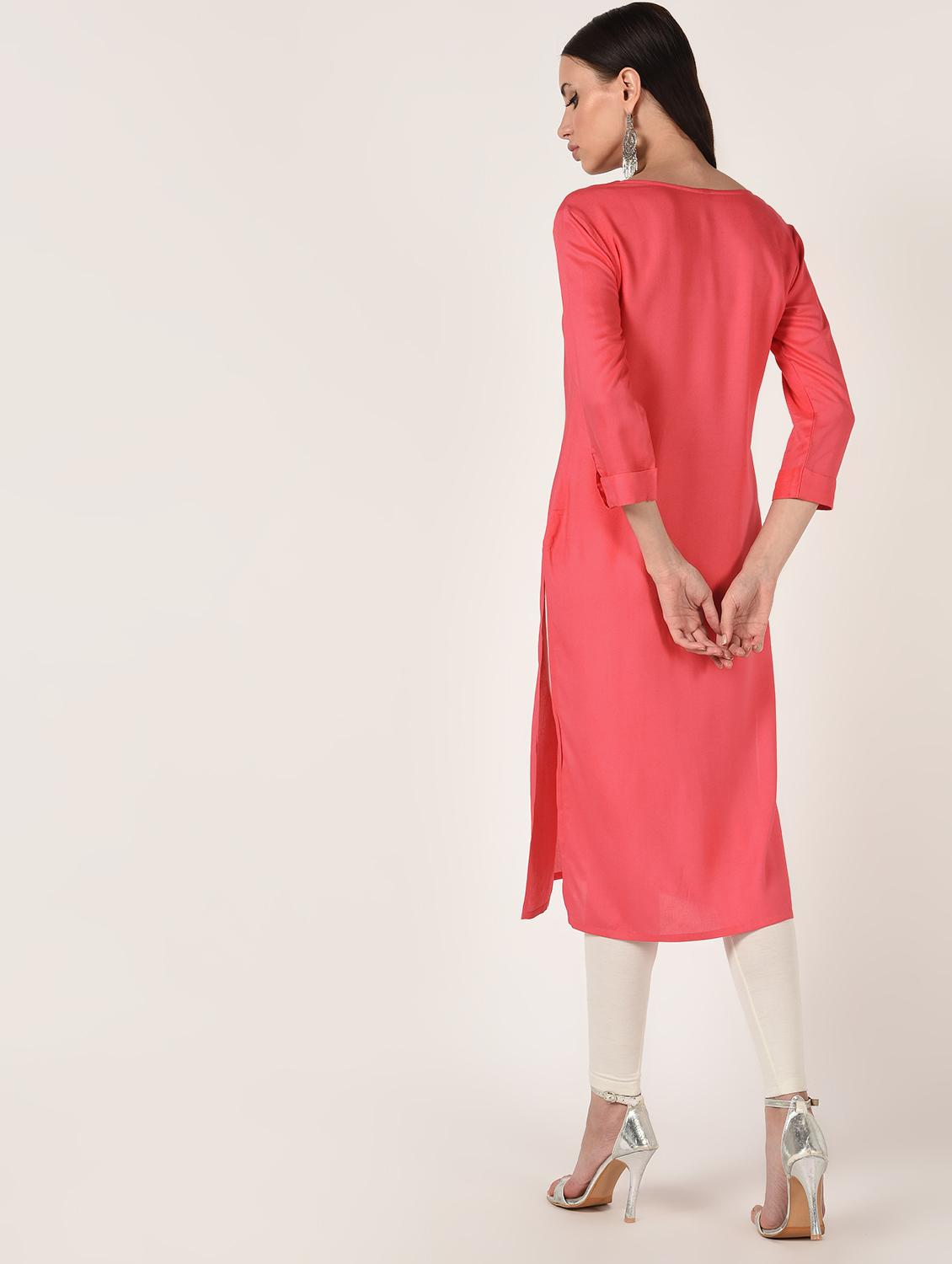 solid straight kurta - 16708029 - Zoom Image - 3