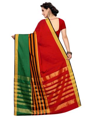 solid bordered saree with blouse - 16708078 - Standard Image - 2