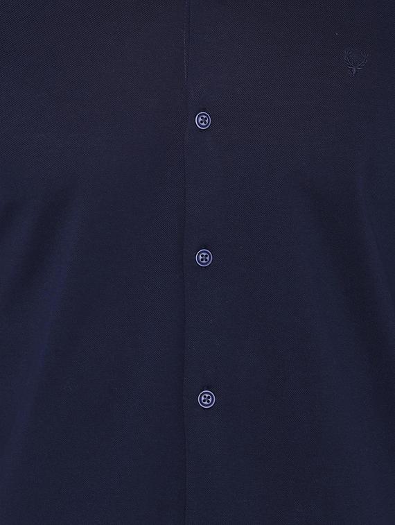 navy blue solid casual shirt - 16708155 - Zoom Image - 4