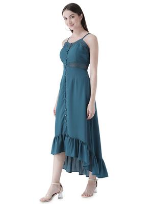 lace detail gathered hem high low dress - 16708288 - Standard Image - 2