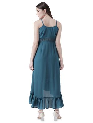lace detail gathered hem high low dress - 16708288 - Standard Image - 3