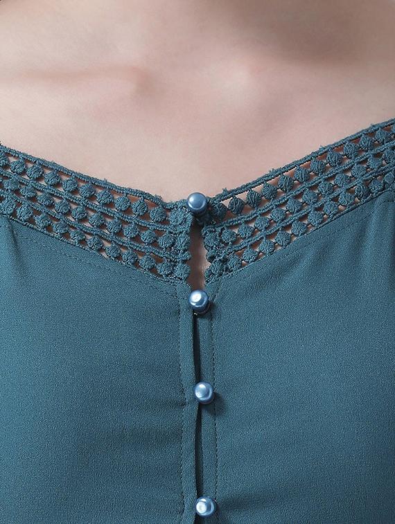 lace detail gathered hem high low dress - 16708288 - Zoom Image - 4