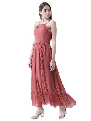 lace insert ruffle detail maxi dress - 16708290 - Standard Image - 2