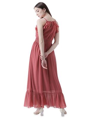 lace insert ruffle detail maxi dress - 16708290 - Standard Image - 3