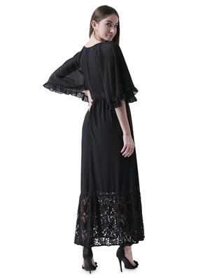 mesh paneled bell sleeved maxi dress - 16708294 - Standard Image - 3
