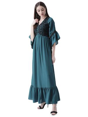 bell sleeved gathered hem maxi dress - 16708299 - Standard Image - 2