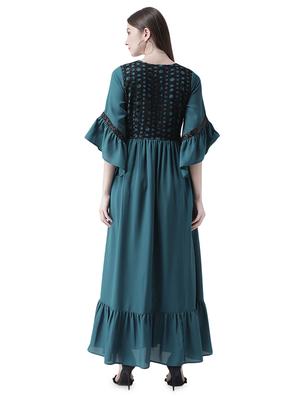 bell sleeved gathered hem maxi dress - 16708299 - Standard Image - 3