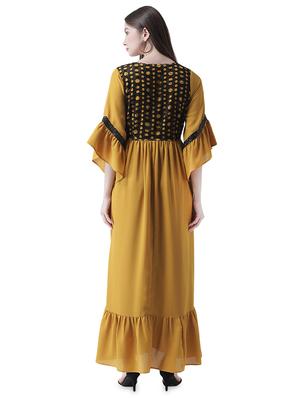 bell sleeved gathered hem maxi dress - 16708300 - Standard Image - 3