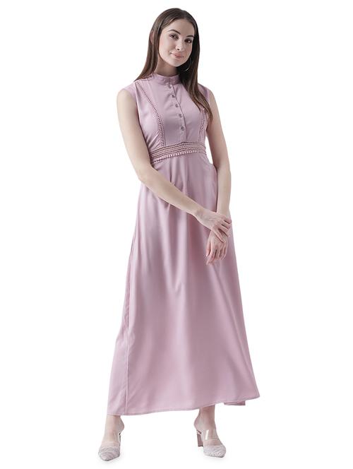 mandarin neck lace insert max dress - 16708302 - Standard Image - 1