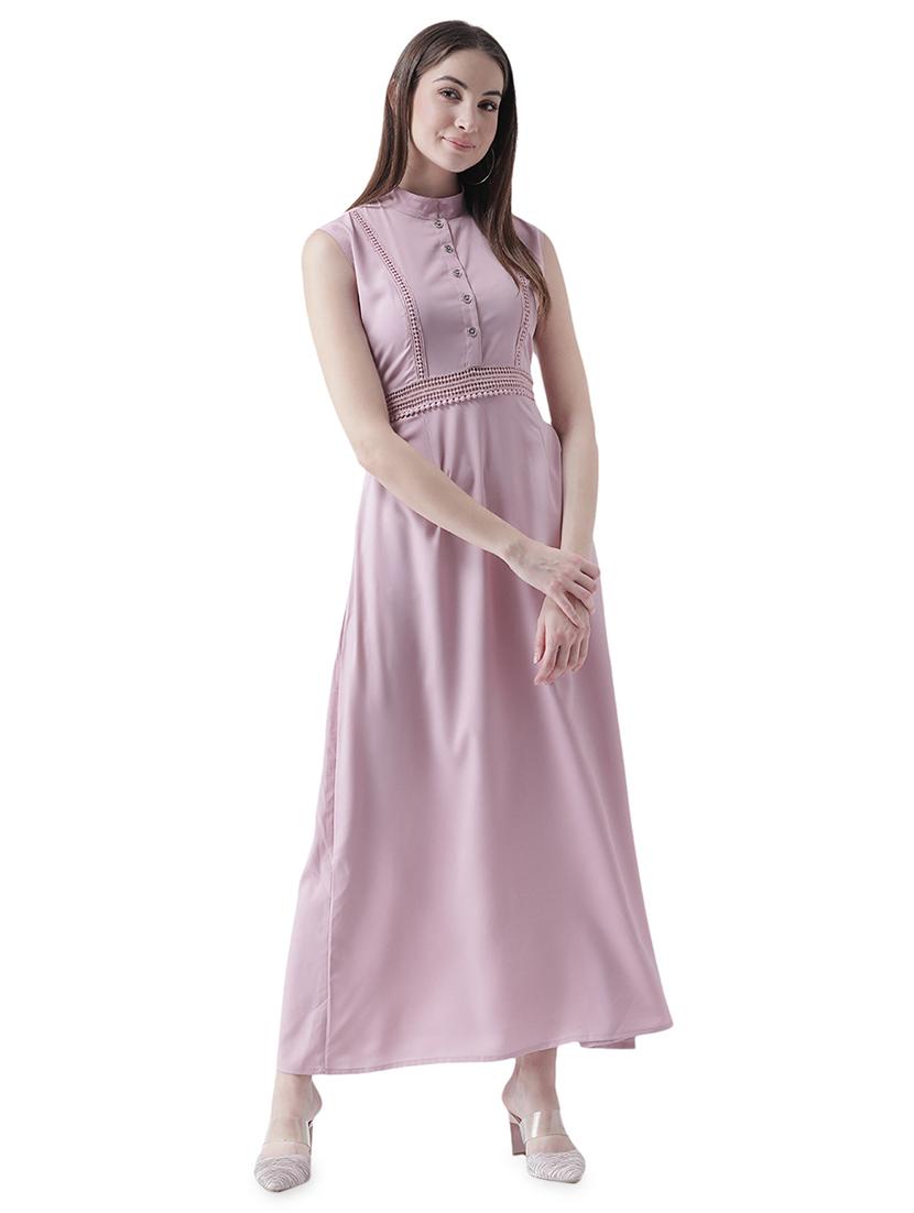 mandarin neck lace insert max dress - 16708302 - Zoom Image - 1
