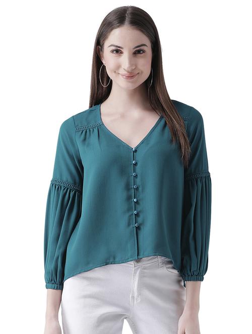 lace detail bishop sleeved top - 16708314 - Standard Image - 1