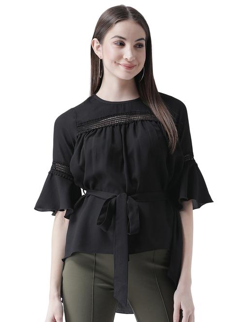 tie front lace detail top - 16708315 - Standard Image - 1