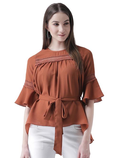tie front lace detail top - 16708316 - Standard Image - 1