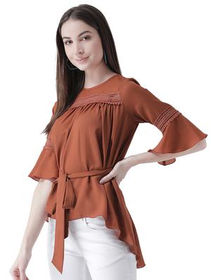 tie front lace detail top - 16708316 - Standard Image - 2