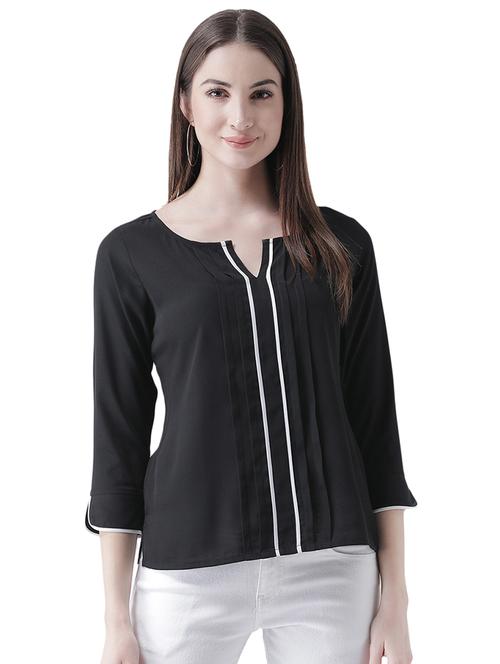 notch neck pleat detail top - 16708326 - Standard Image - 1