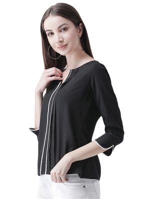 notch neck pleat detail top - 16708326 - Standard Image - 2