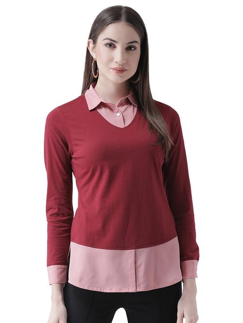 shirt collar layered top - 16708328 - Standard Image - 1