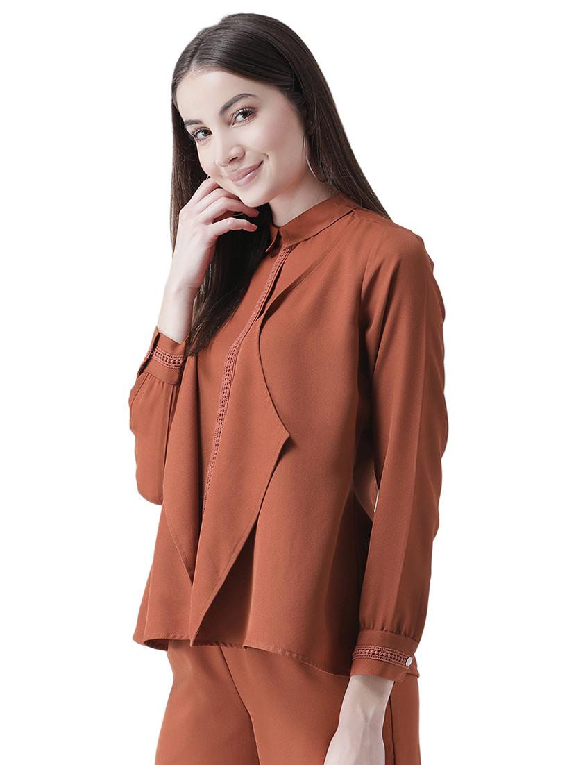 lace detail long sleeved layered top - 16708333 - Zoom Image - 2