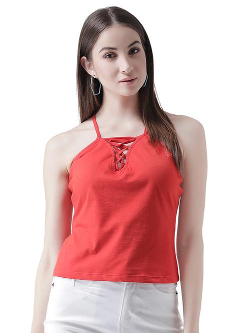 criss cross detail halter neck top - 16708347 - Standard Image - 1